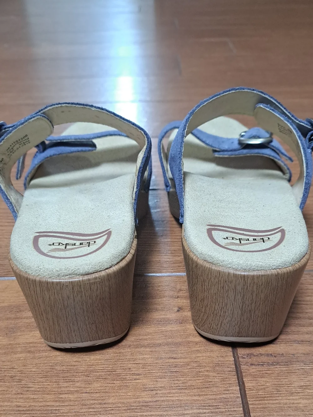 Dansko Sophie Blue Metallic Leather Slide Sandals Size 38 / US 7.5 - 8